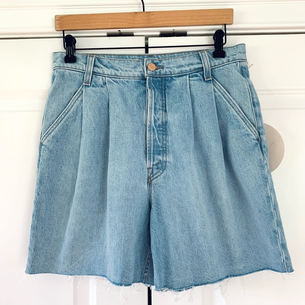 Mother Snacks Denim Shorts Double Pleat Cut Offs Fun Dip High Rise Size 27